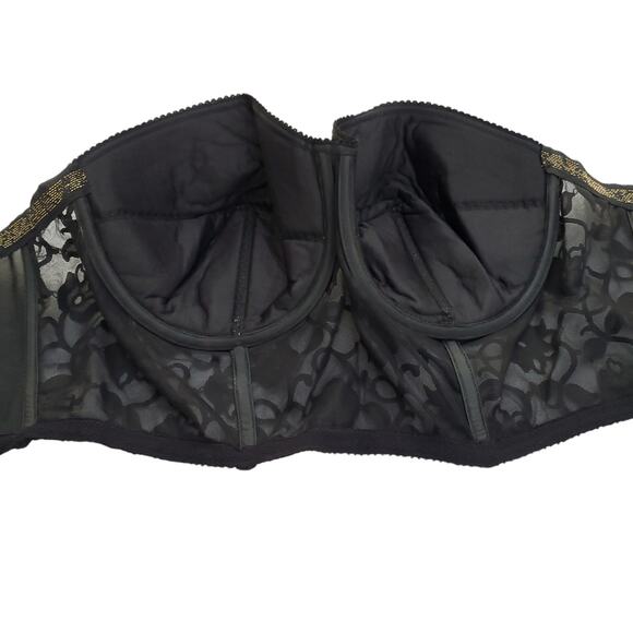 Vintage Special Request by Glamorise Black Lace Longline Bra 8100 Sz 44C - Picture 6 of 7